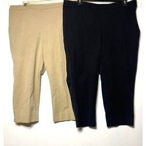 Talbots Chatham Crop Pants Bundle 14P Black Tan Khaki Stretch Cotton Trousers